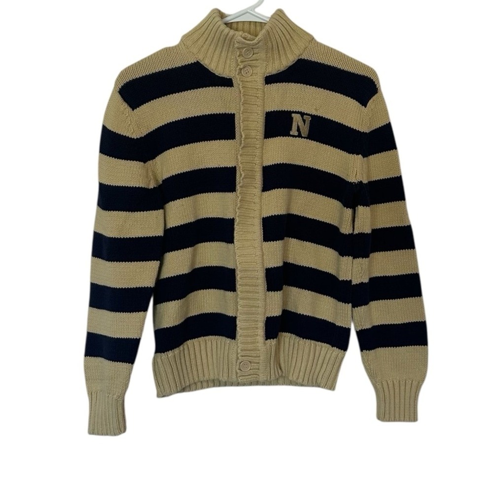 Crable For Her Full Zip Cardigan Sweater Size M 8-10 Striped Academia Varsity
